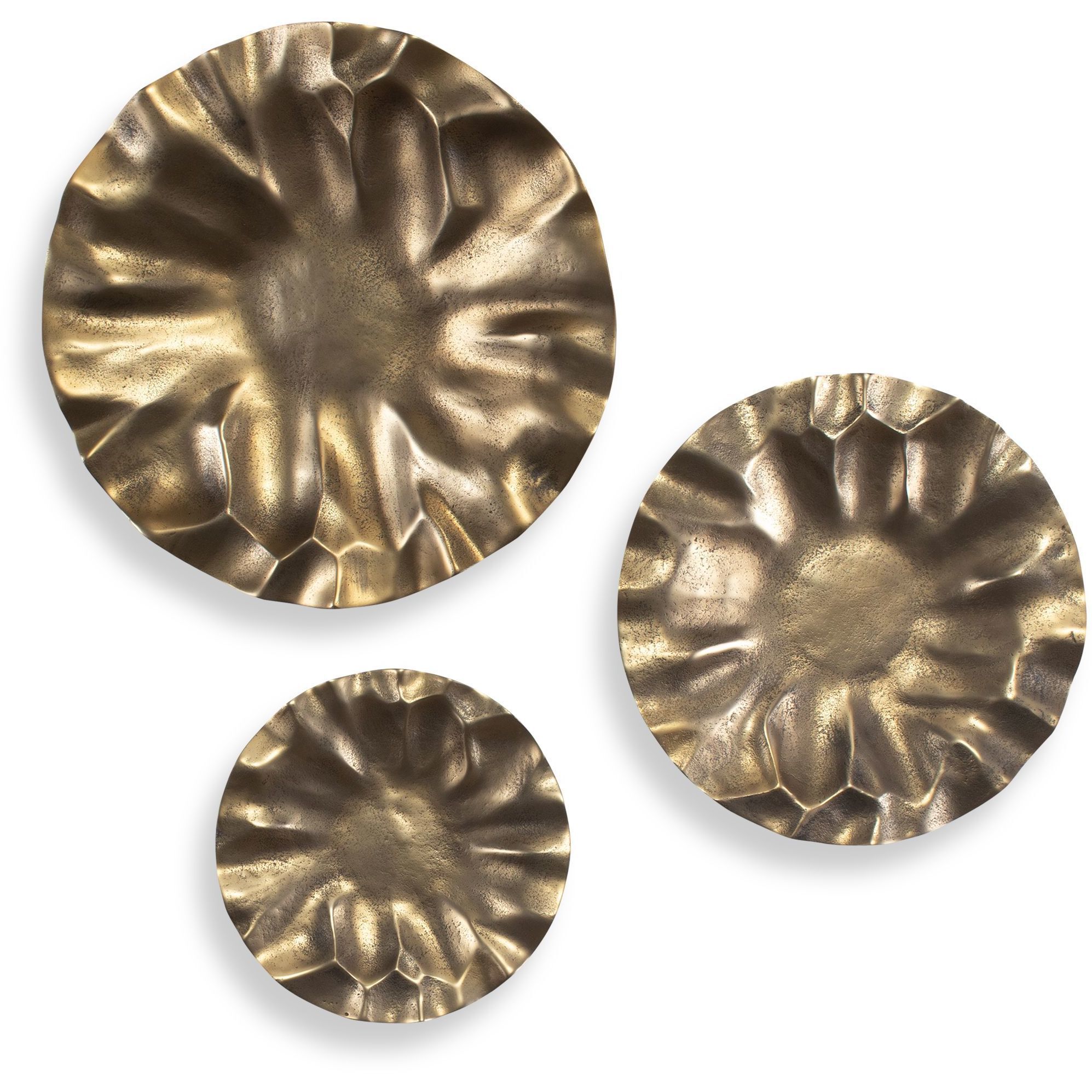 Peonia Vintage Gold Outdoor Wall Art, Set of 3