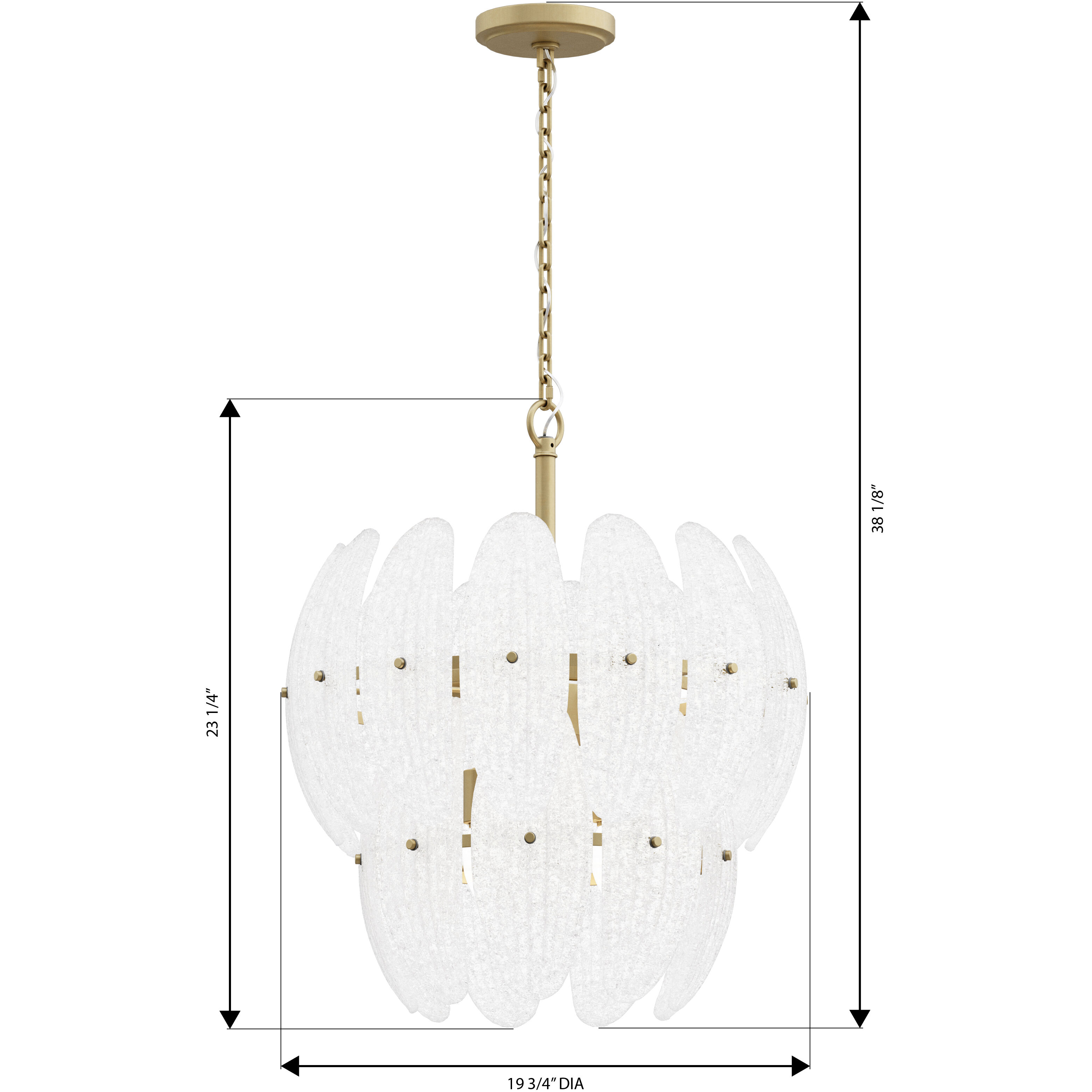 Marclaire 6 Light 19.75 inch Legacy Brass Pendant Ceiling Light in Clear Textured Handmade Glass