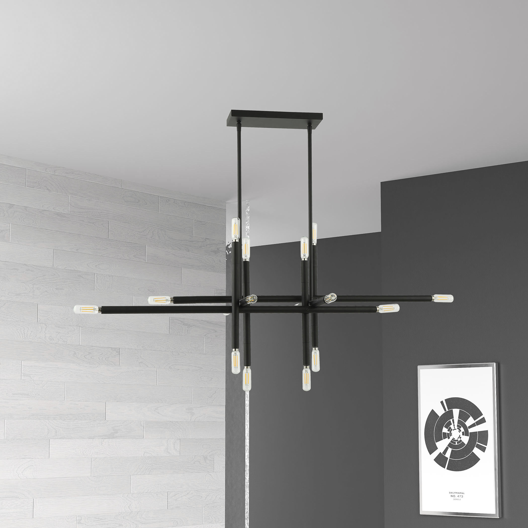 Kanata 16 Light 40 inch Matte Black Horizontal Pendant Ceiling Light