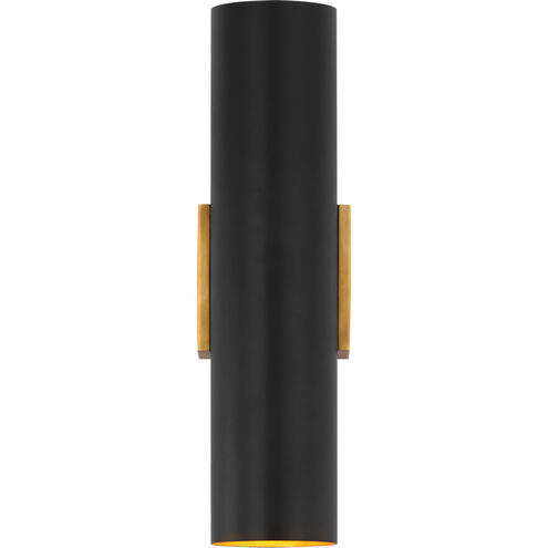 AERIN Nella LED 4.25 inch Hand-Rubbed Antique Brass and Matte Black Cylinder Sconce Wall Light, Medium