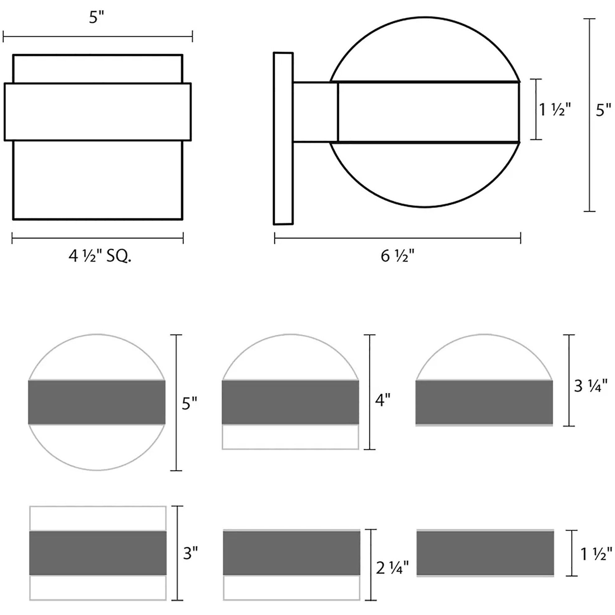 Reals LED 6 inch Textured Gray Indoor-Outdoor Sconce, Inside-Out