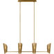Christiane Lemieux Plivot 6 Light 48 inch Burnished Brass Linear Chandelier Ceiling Light
