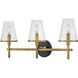 Marten 3 Light 25 inch Heritage Brass Bath Light Wall Light