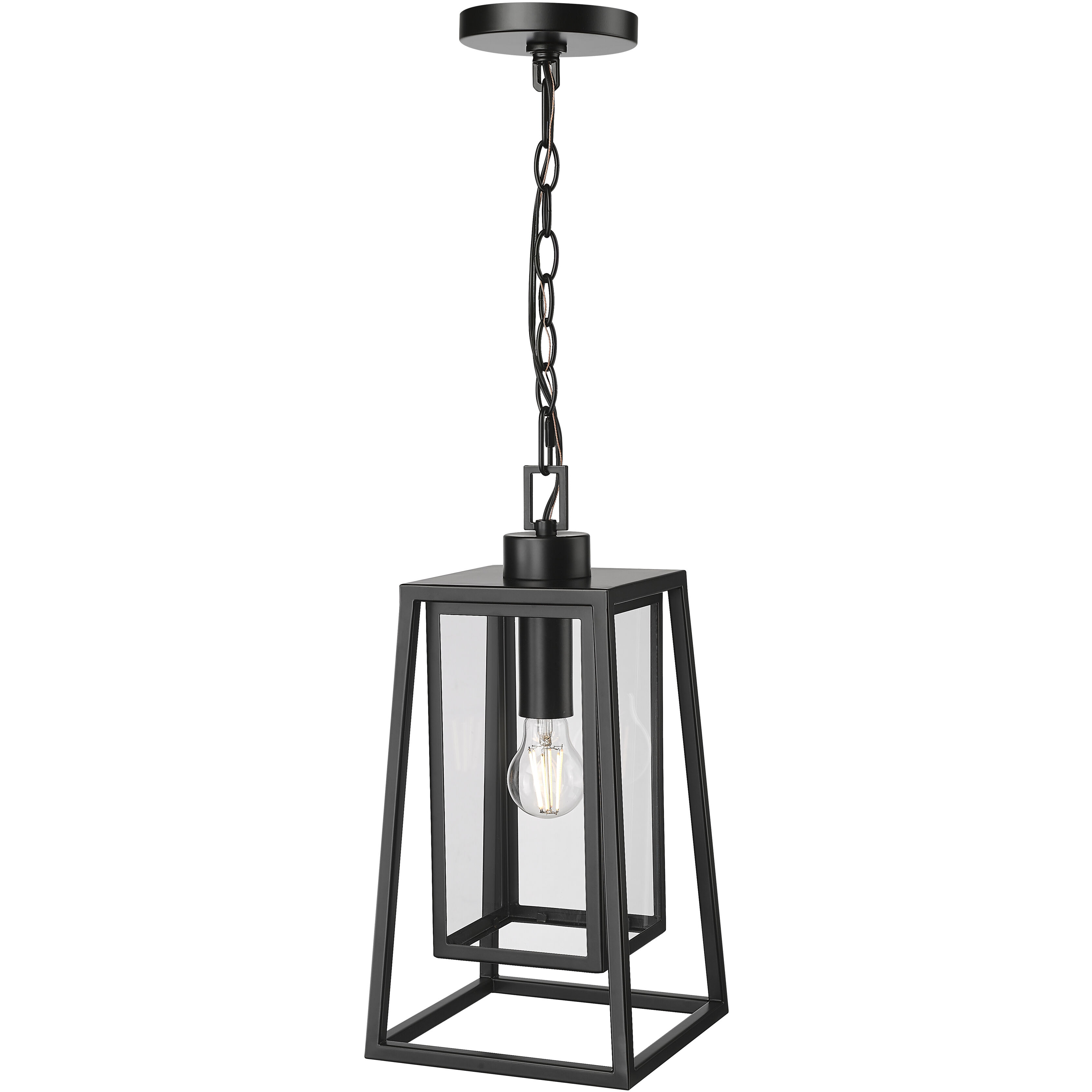 Denzell 1 Light 8.25 inch Powder Coated Black Outdoor Hanging Lantern