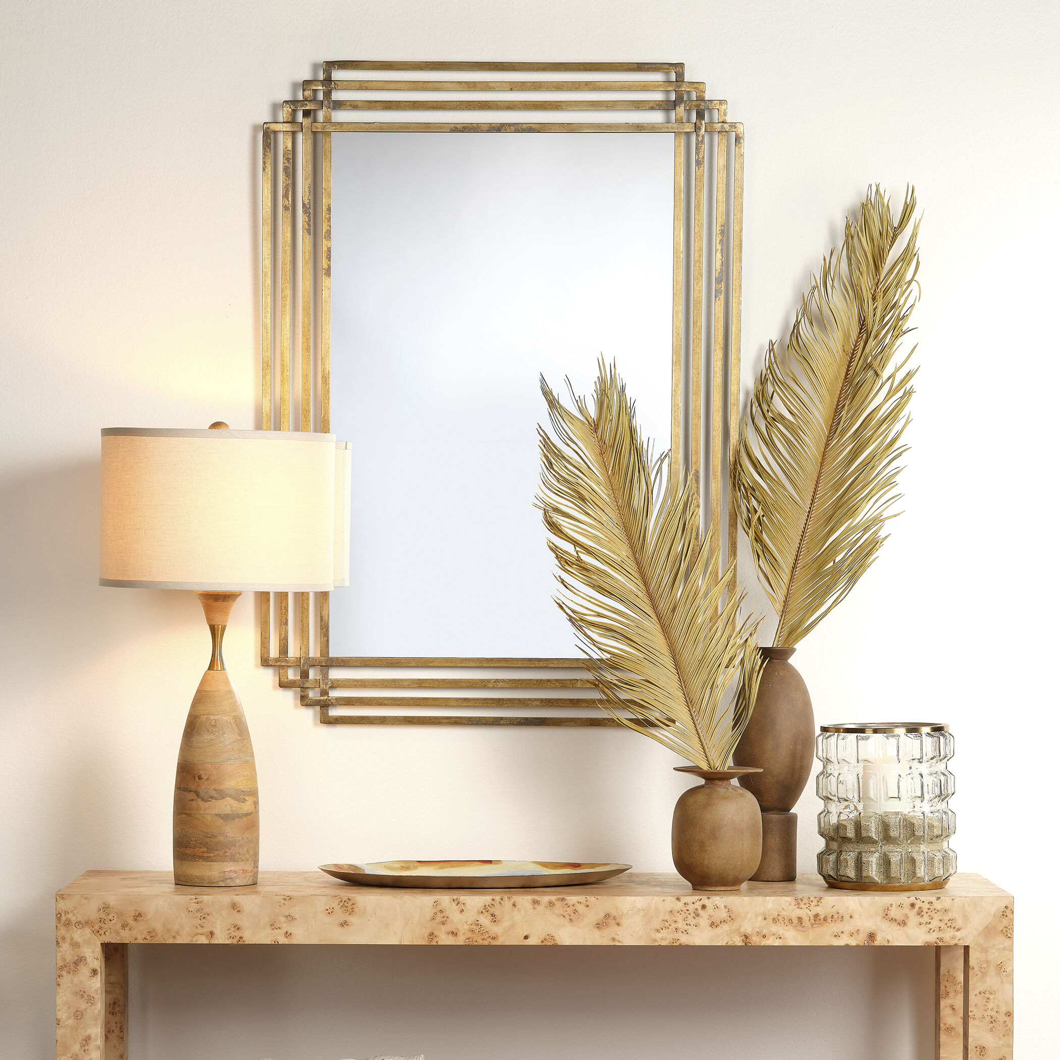 Serai 44 X 32 inch Antique Brass Mirror