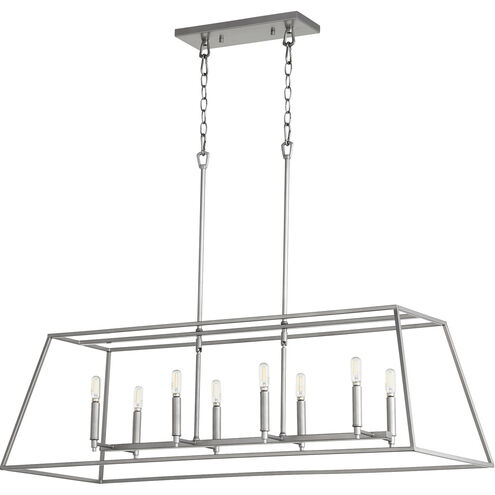 Gabriel 8 Light 45 inch Classic Nickel Linear Pendant Ceiling Light, Quorum Home