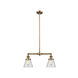Franklin Restoration Small Cone 2 Light 43 inch Brushed Brass Island Light Ceiling Light in Clear Glass, Franklin Restoration