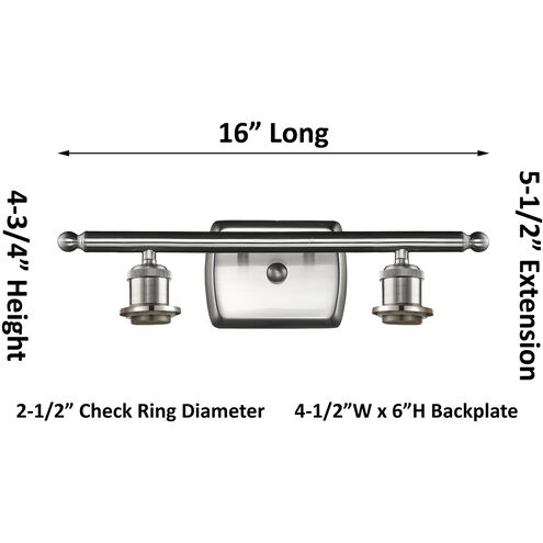 Ballston Preston 2 Light 16.75 inch Brushed Satin Nickel Bath Vanity Light Wall Light in Mercury