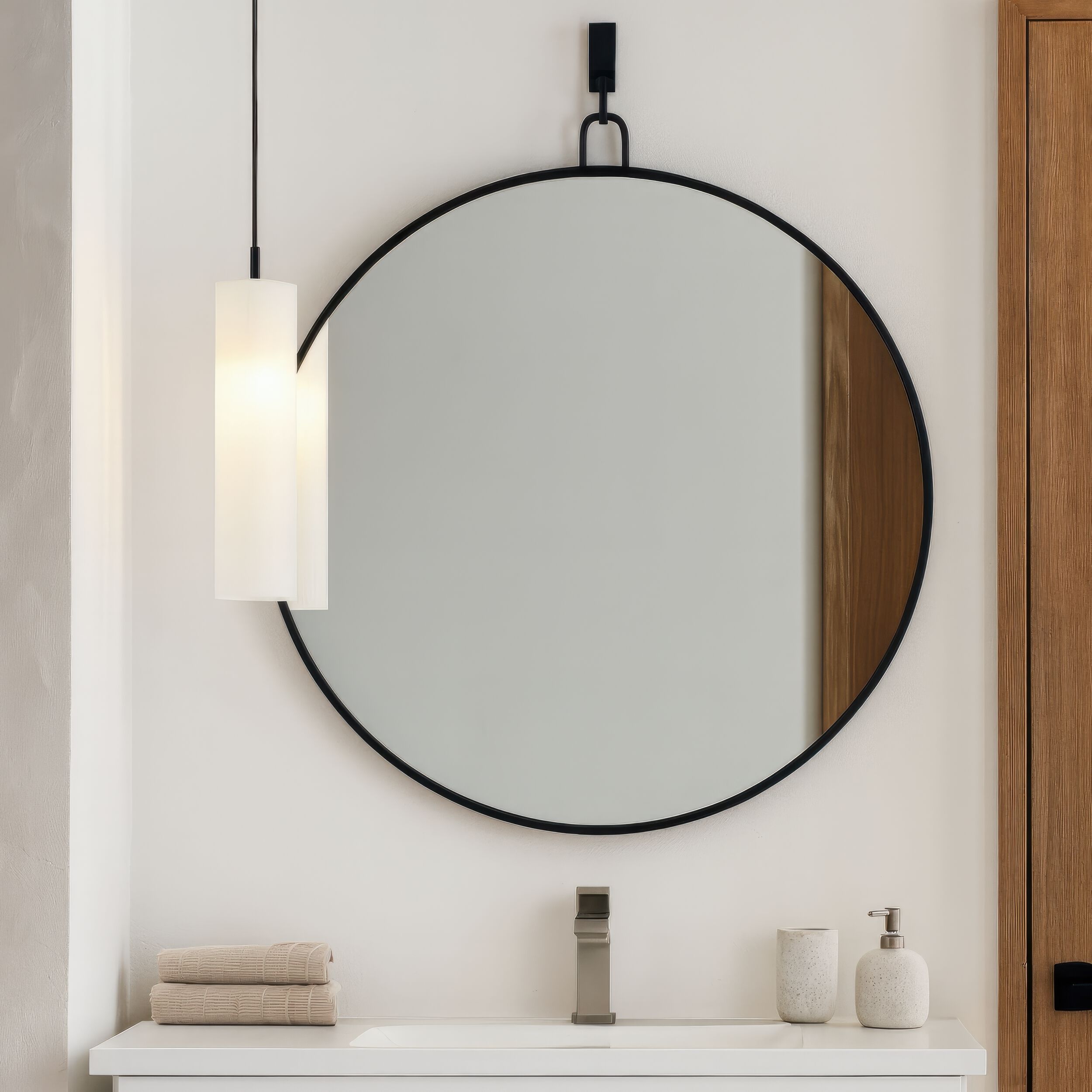 Stopwatch 43.25 X 40 inch Black Accent Mirror, Varaluz Casa
