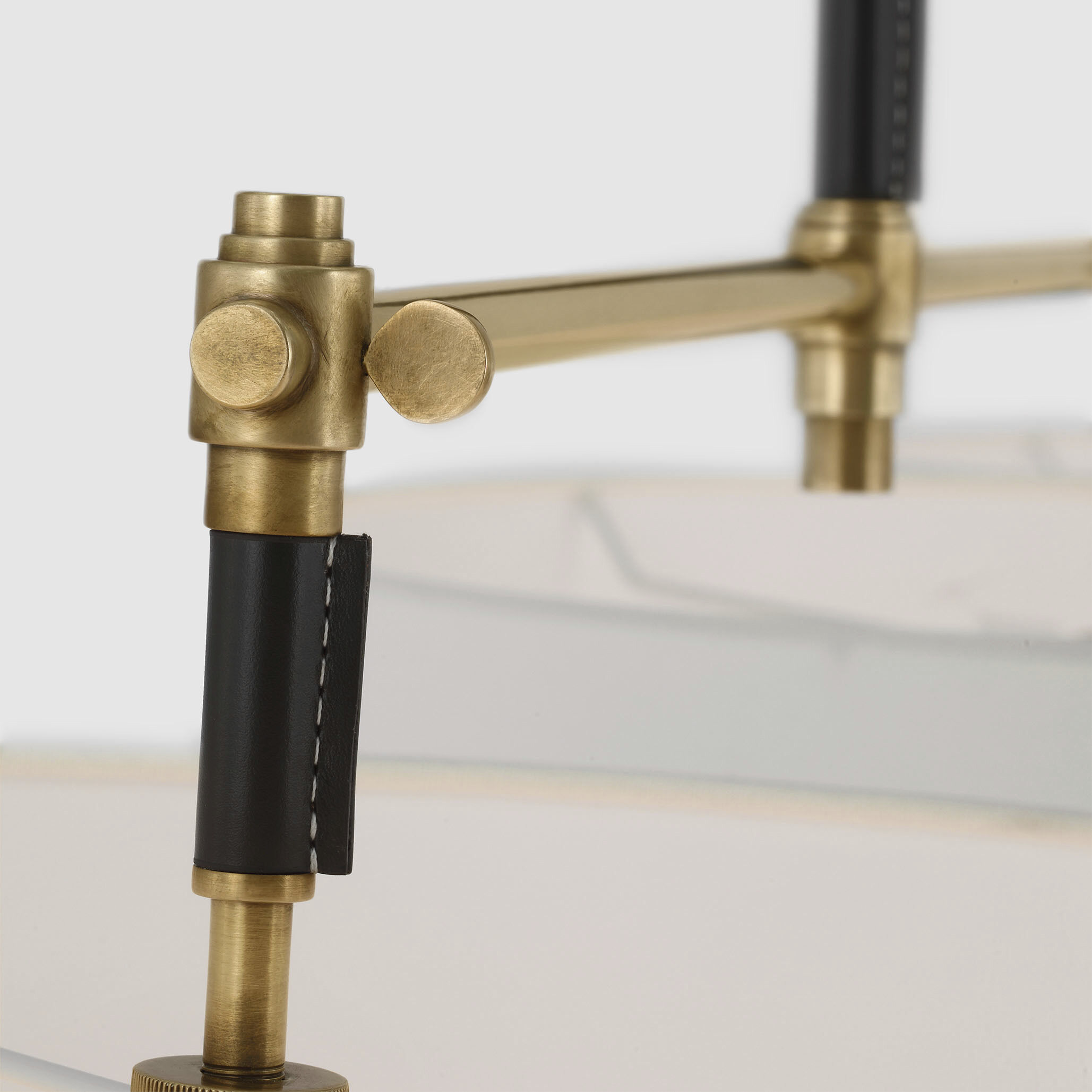 Thomas O'Brien Bryant2 LED 64.25 inch Hand-Rubbed Antique Brass and Chocolate Leather Wrapped Billiard Ceiling Light, Large