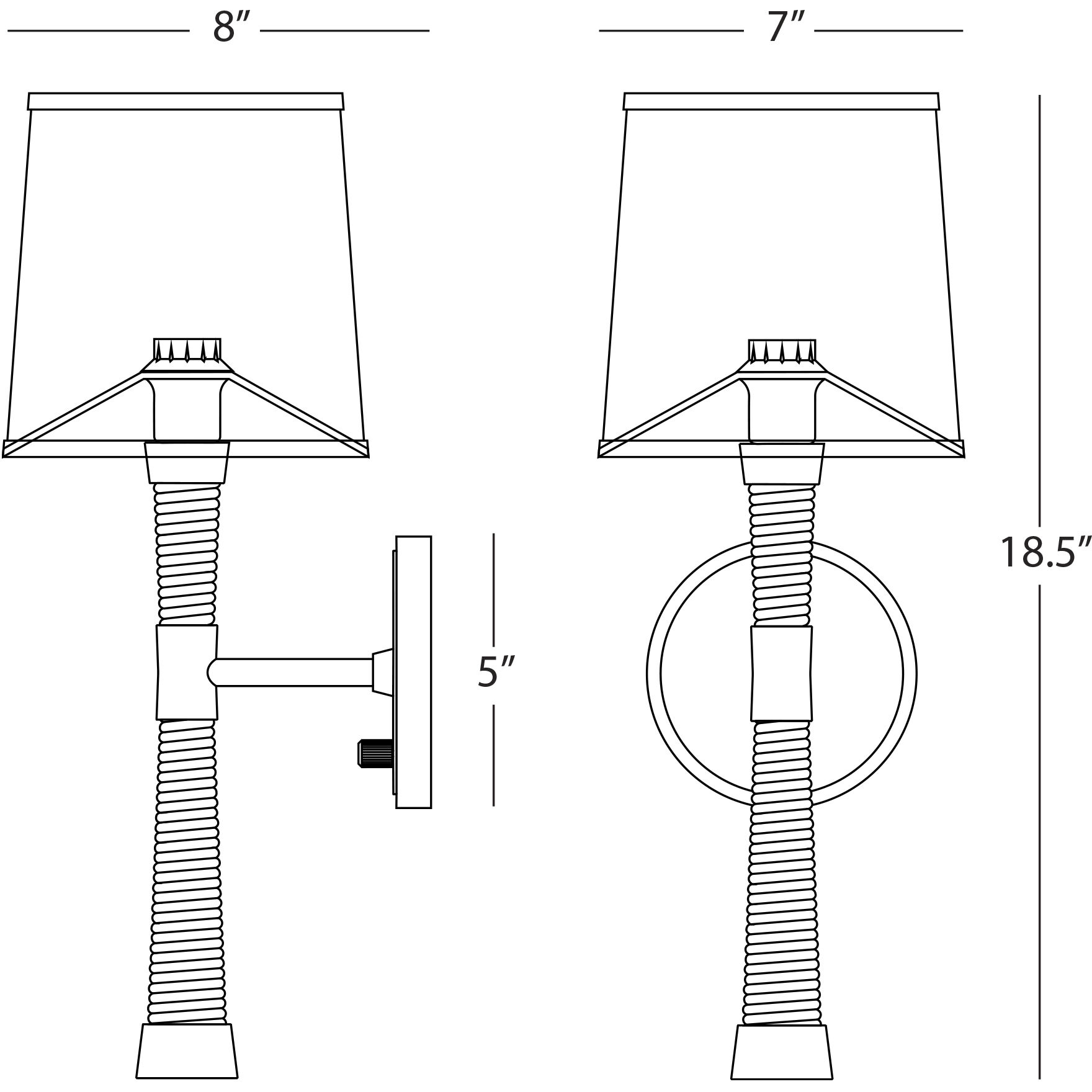 Hatteras Wall Sconce Wall Light in Deep Patina Bronze, Cream Heather Linen