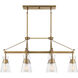 Lakewood 6 Light 40 inch Warm Brass Linear Chandelier Ceiling Light, Essentials