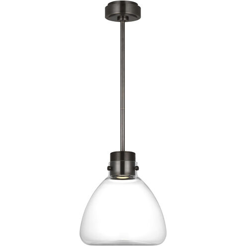 Avroko Morgan LED 12 inch Burnished Bronze with Clear Glass Pendant Ceiling Light