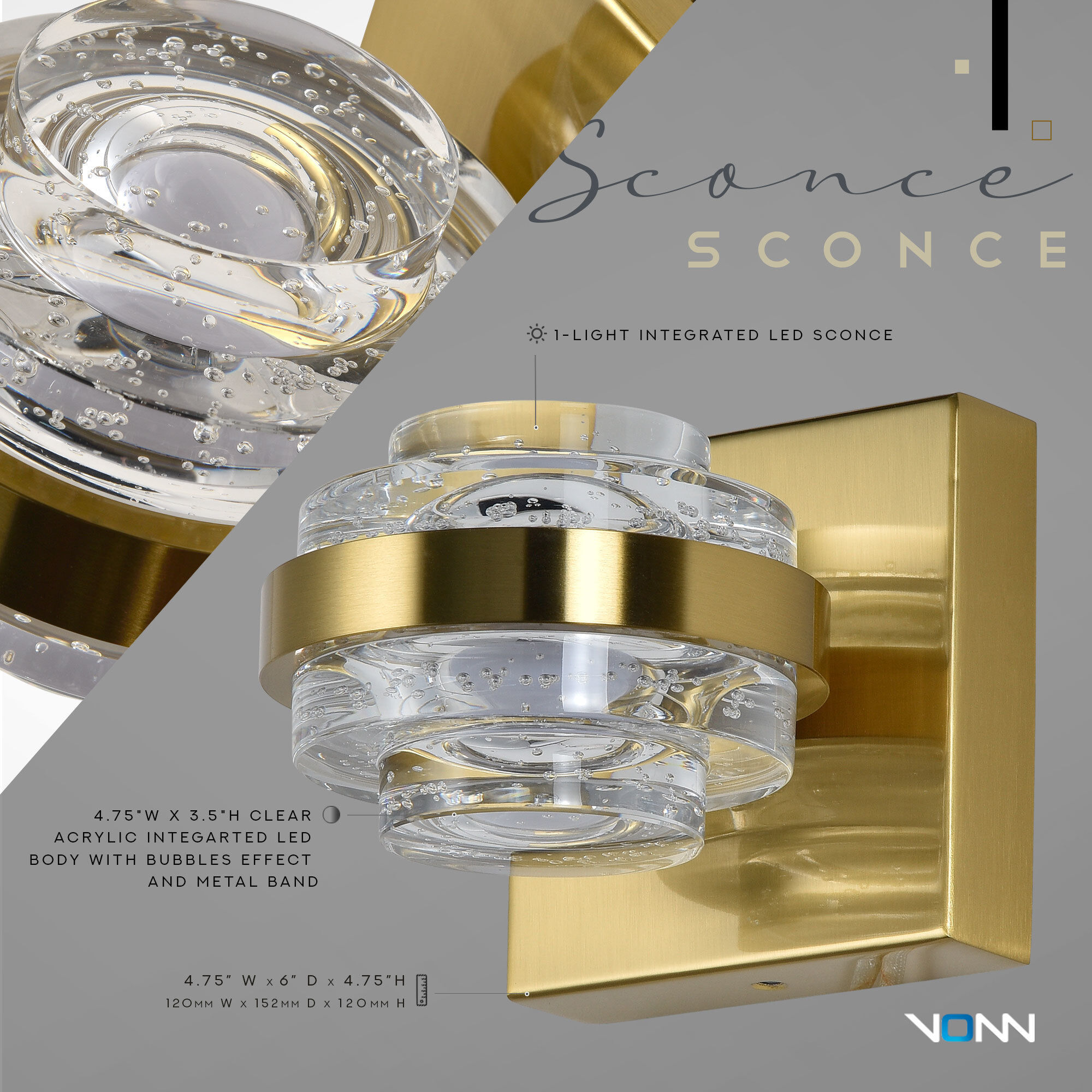 Milano Series Sconce Wall Light in Antique Brass, Artisan Collection