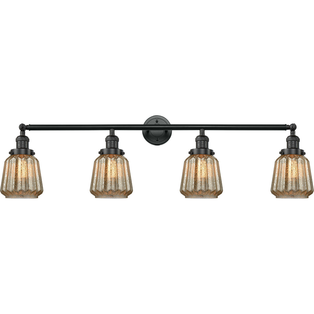 Franklin Restoration Chatham LED 42 inch Matte Black Bath Vanity Light Wall Light in Mercury Glass, Franklin Restoration