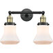 Franklin Restoration Bellmont 2 Light 6 inch Black Antique Brass Bath Vanity Light Wall Light in Matte White Glass, Franklin Restoration