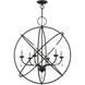 Aria 6 Light 28 inch Black with Brushed Nickel Finish Candles Pendant Chandelier Ceiling Light, Globe