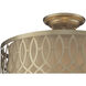 Estonia 3 Light 16 inch Soft Gold with Beige Semi Flush Mount Ceiling Light