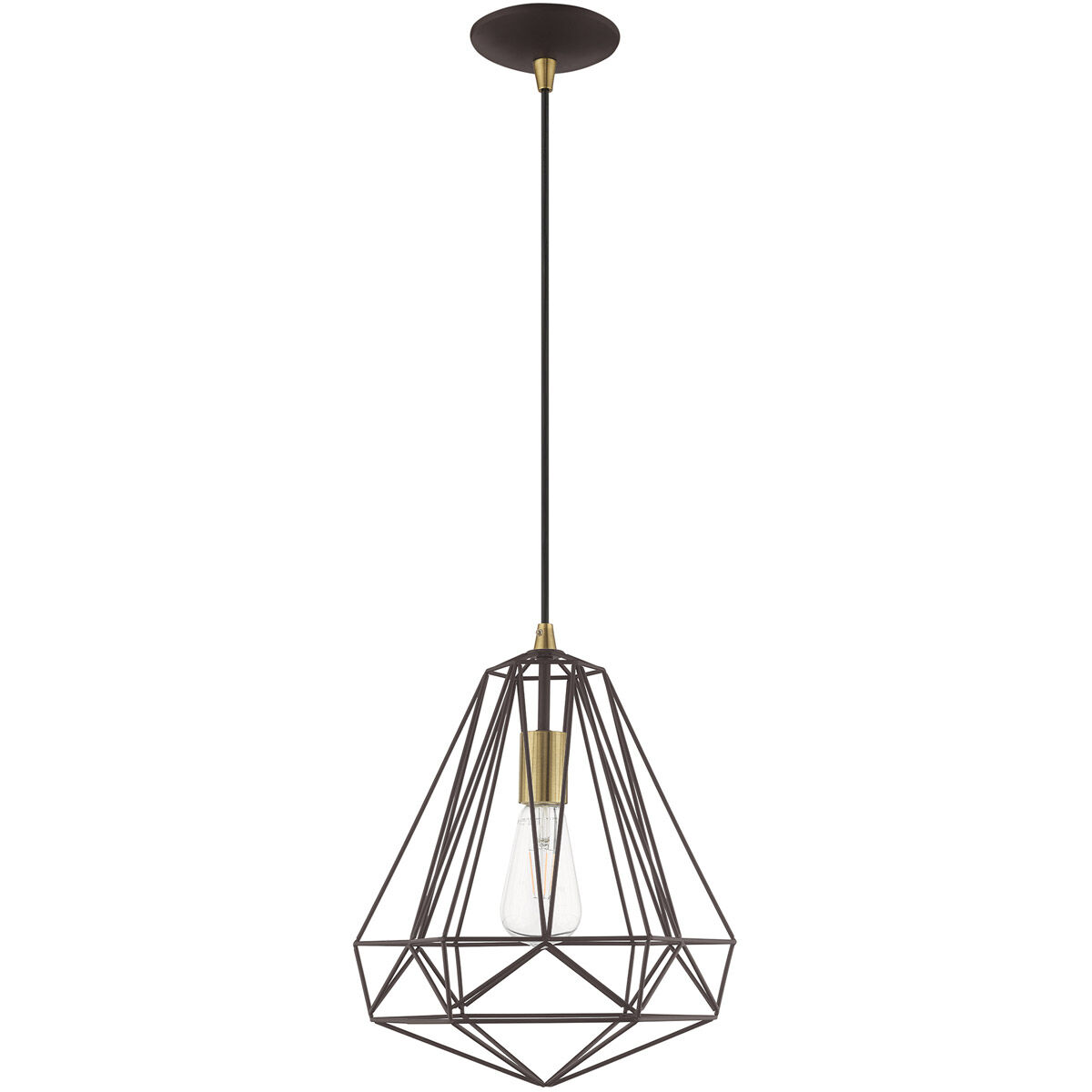 Geometric 1 Light 12 inch Bronze Mini Pendant Ceiling Light