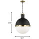 TOB by Thomas O'Brien Hanks 1 Light 16 inch Midnight Black Pendant Ceiling Light