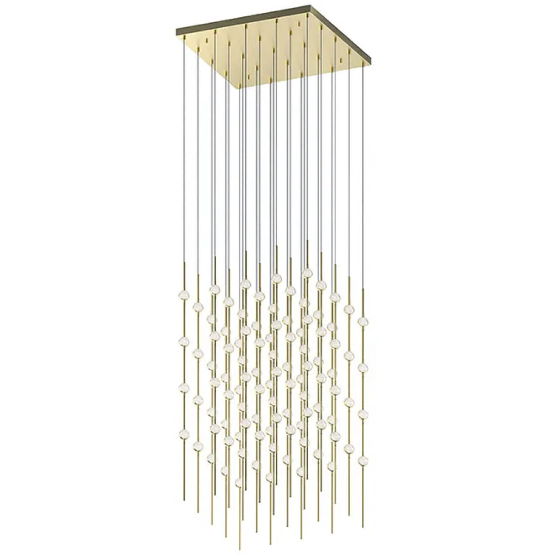 Constellation Cosmic Cube LED 20.5 inch Satin Brass Chandelier Ceiling Light in 3000K, 20 ft. Cord, Clear Faceted Acrylic