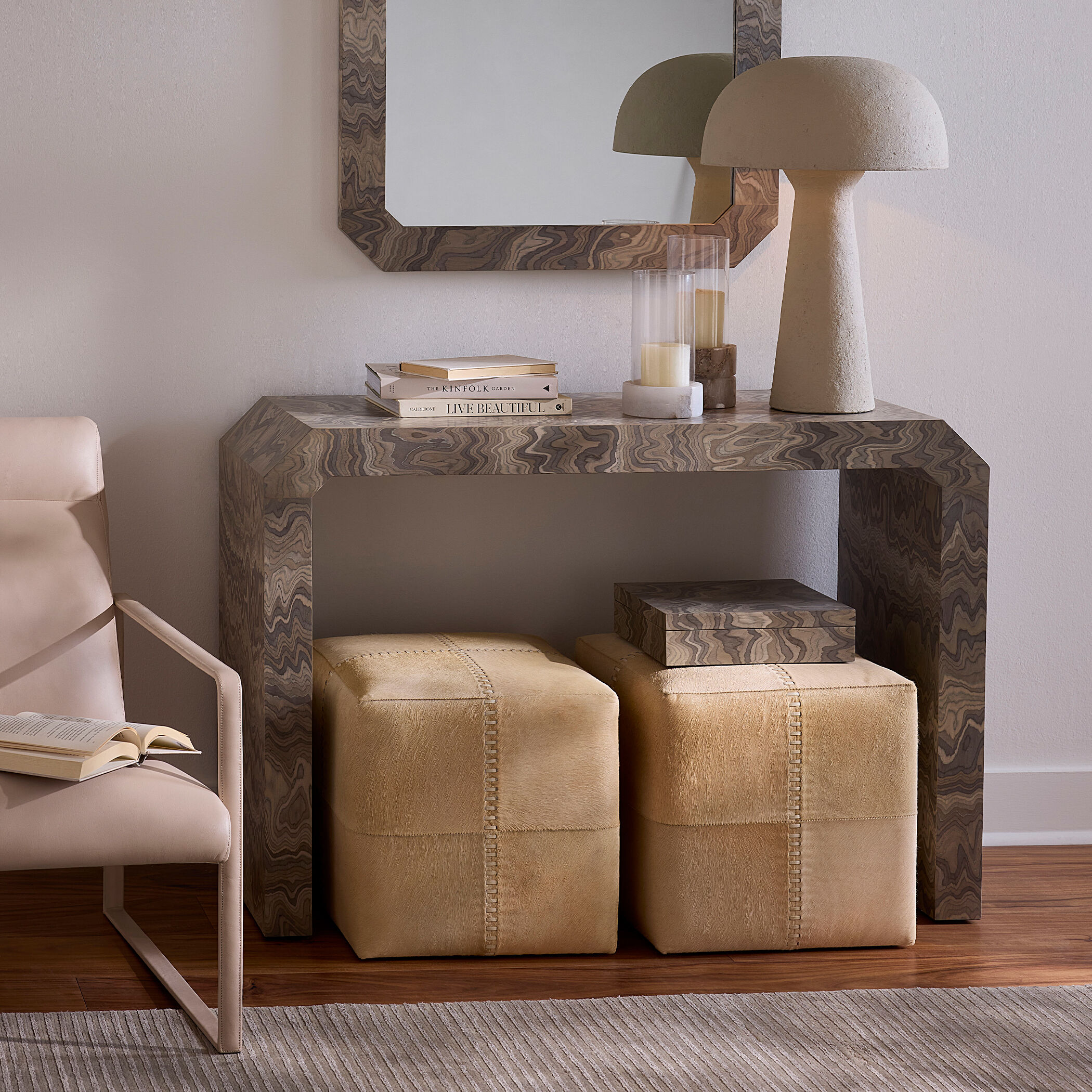 Grounded 46 inch Sand Grey Console Table, Inline