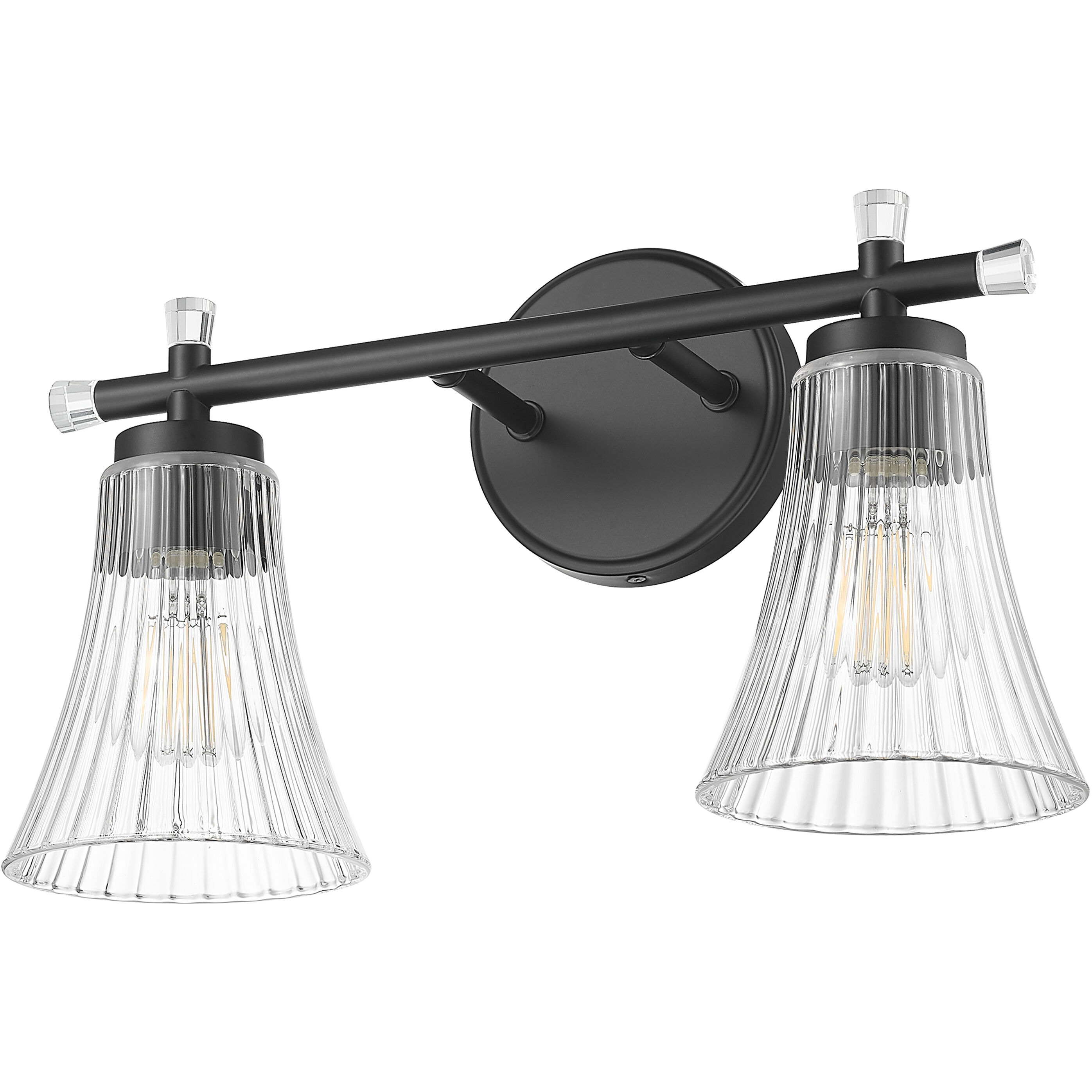 Belle 2 Light 16 inch Matte Black Bath Vanity Light Wall Light