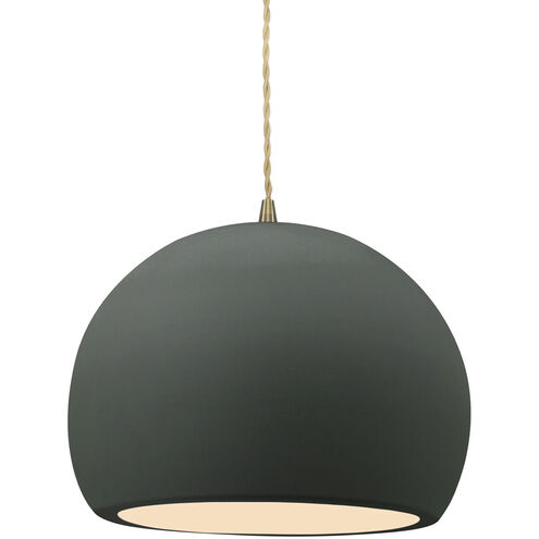 Radiance 1 Light 10 inch Pewter Green and Antique Brass Pendant Ceiling Light