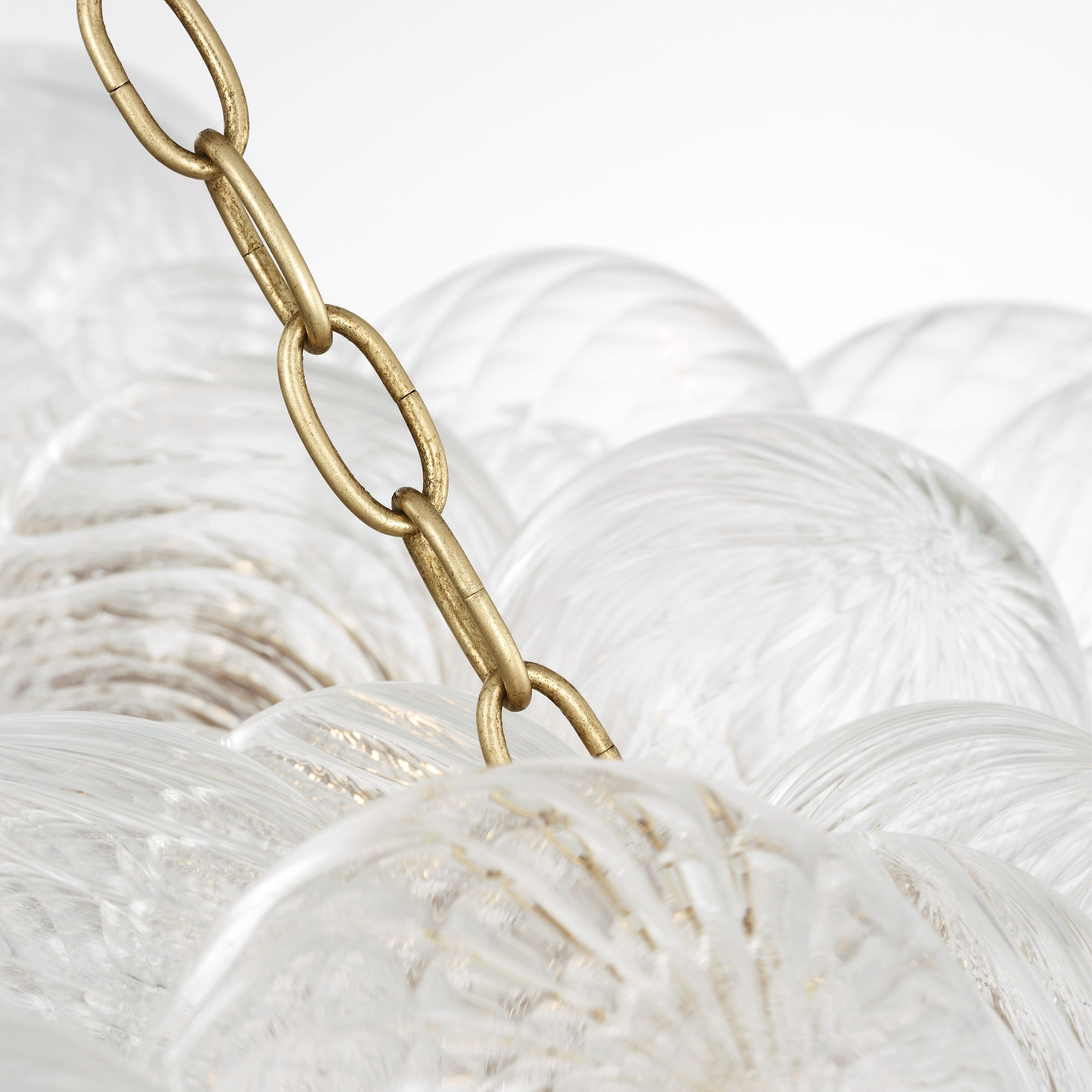 Julie Neill Talia LED 53.5 inch Gild and Clear Swirled Glass Ring Chandelier Ceiling Light