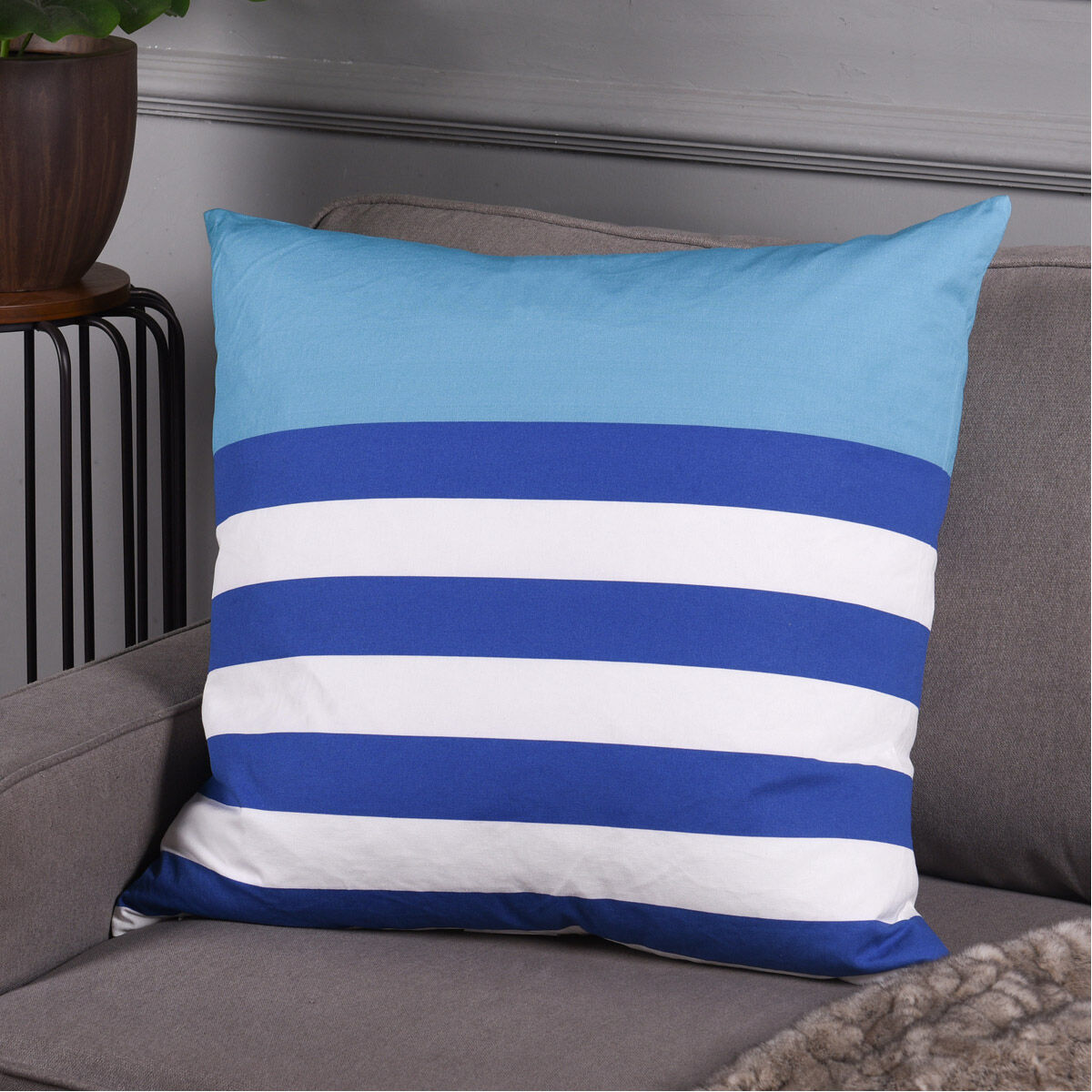 Dann Foley 24 inch Teal and White and Navy Blue Decorative Pillow