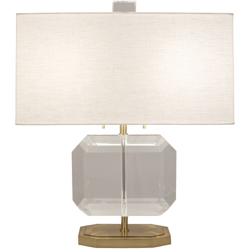 Jacqueline 22 inch 100.00 watt Modern Brass Finish with Clear Crystal Accents Accent Lamp Portable Light in Oyster Linen