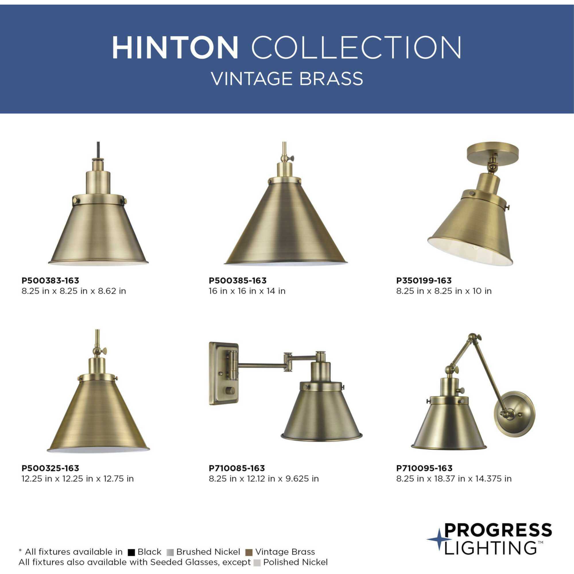 Hinton 1 Light 8.25 inch Vintage Brass Mini-Pendant Ceiling Light