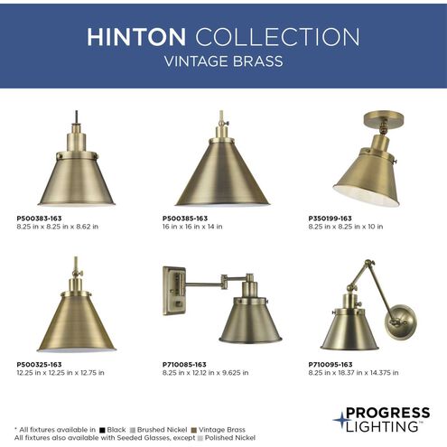 Hinton 18 inch 60.00 watt Vintage Brass Swing Arm Wall Light