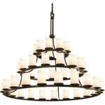 CandleAria 45 Light 60 inch Matte Black Chandelier Ceiling Light in Amber (CandleAria), Cylinder with Melted Rim, 31500 Lm LED