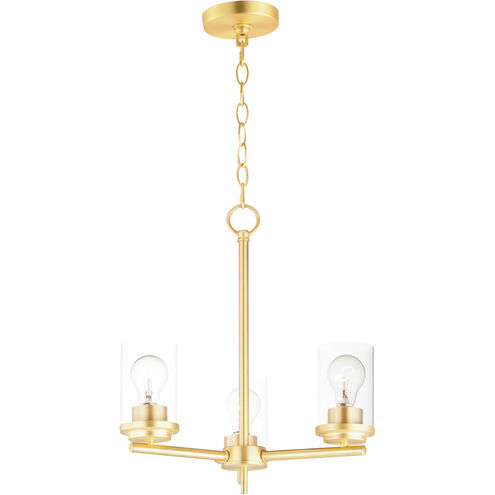 Corona 3 Light 16.5 inch Satin Brass Single-Tier Chandelier Ceiling Light in Clear