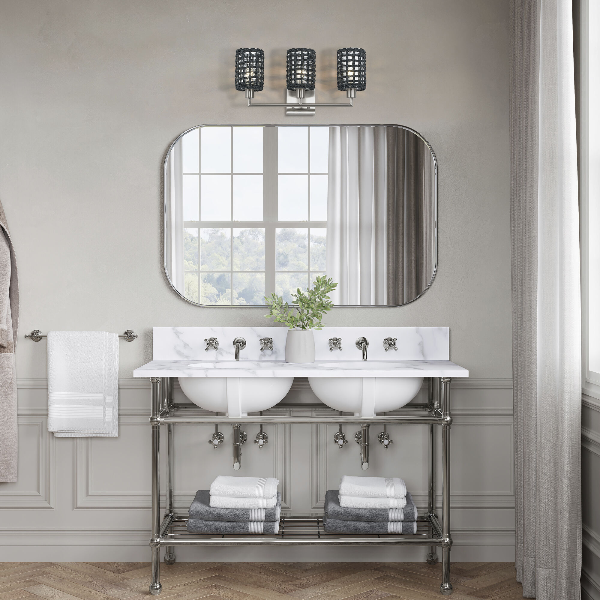 Twinewell 3 Light 23 inch Brushed Nickel Vanity Wall Sconce Wall Light