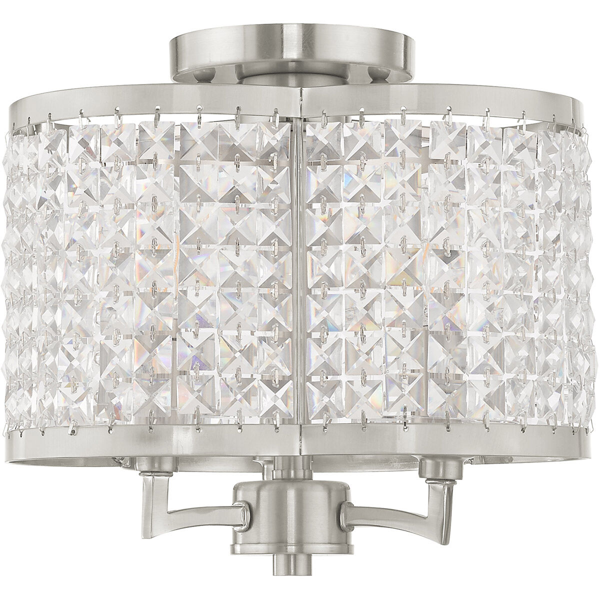 Grammercy 3 Light 12 inch Brushed Nickel Semi-Flush Mount Ceiling Light