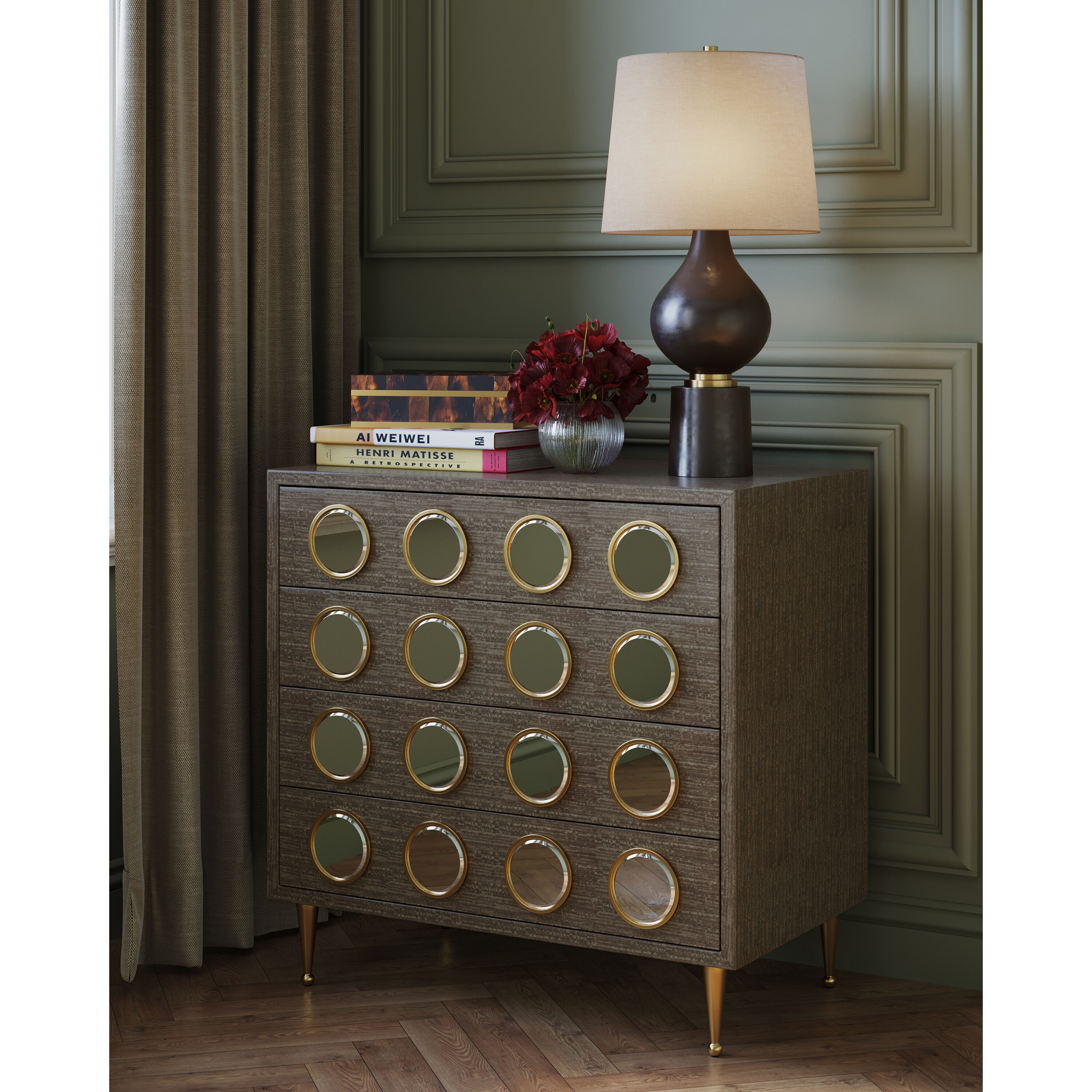 Tamerlane 27.5 inch 150 watt Black Nickel/Vintage Brass Table Lamp Portable Light