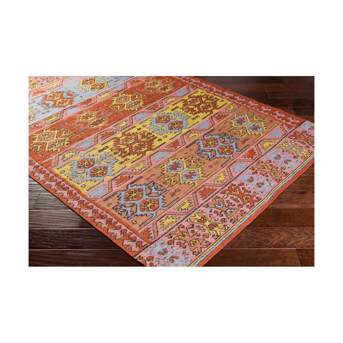 Sajal 36 X 24 inch Burnt Orange/Pale Pink/Bright Yellow/Camel/Denim Indoor Area Rug, Rectangle