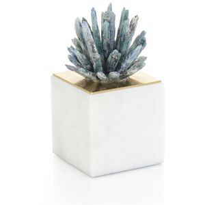 Cyanite Starburst on Marble II 6.75 X 3.5 inch Sculpture