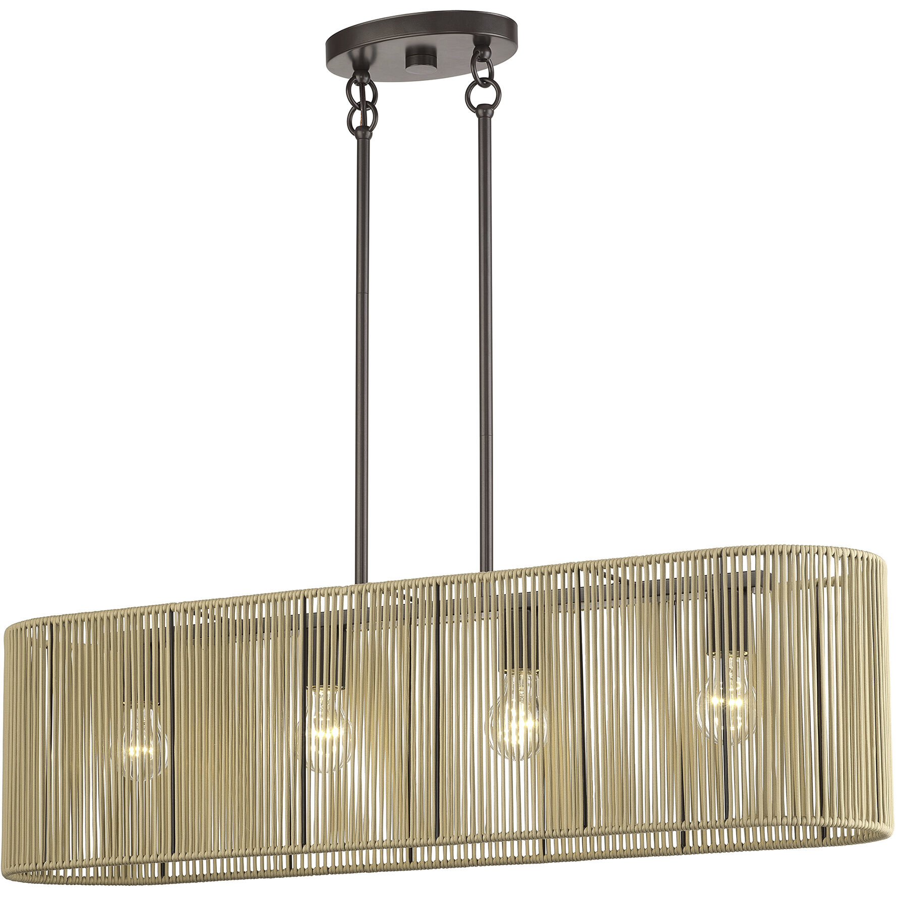 Goldiemesh 4 Light 36 inch English Bronze Linear Chandelier Ceiling Light, Large