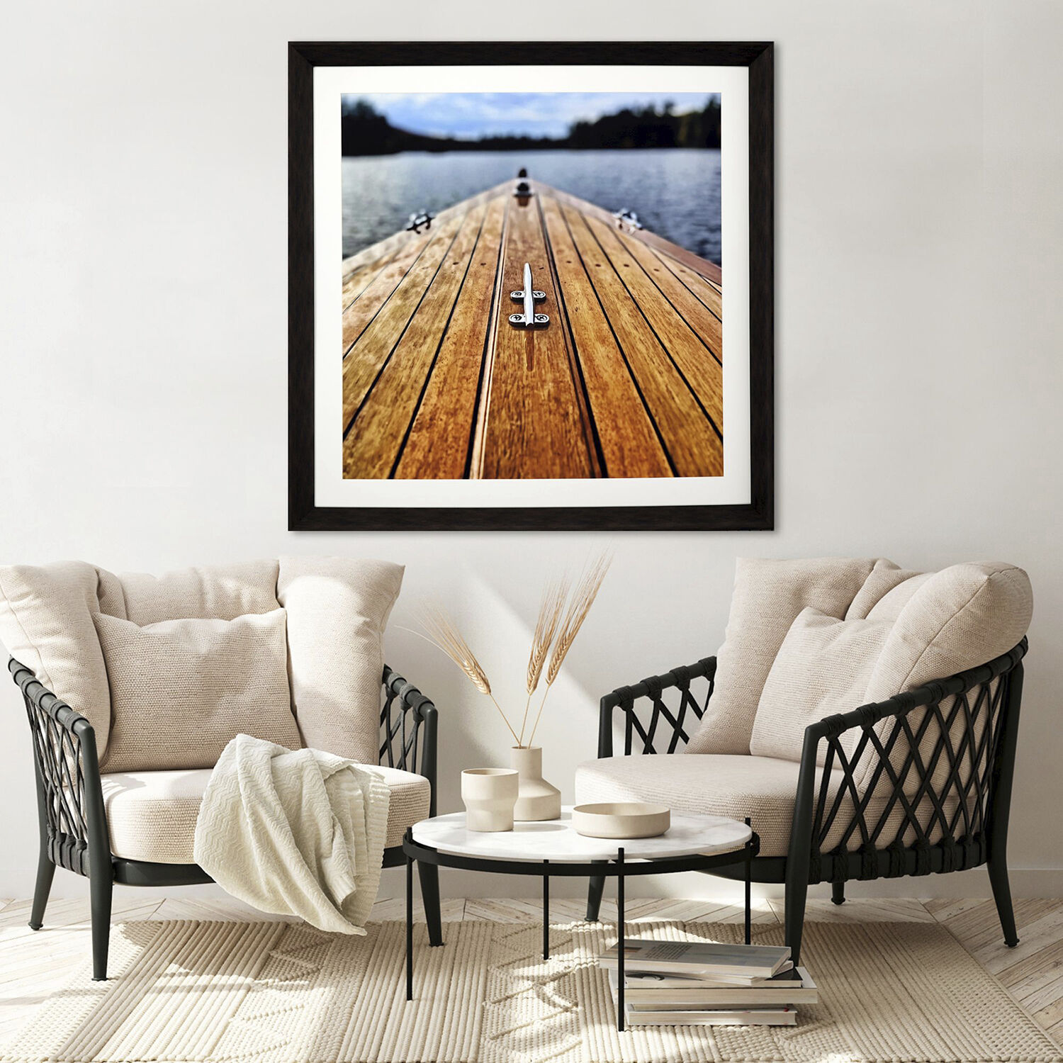 Lake Life Brown and Blue and Multi Framed Art