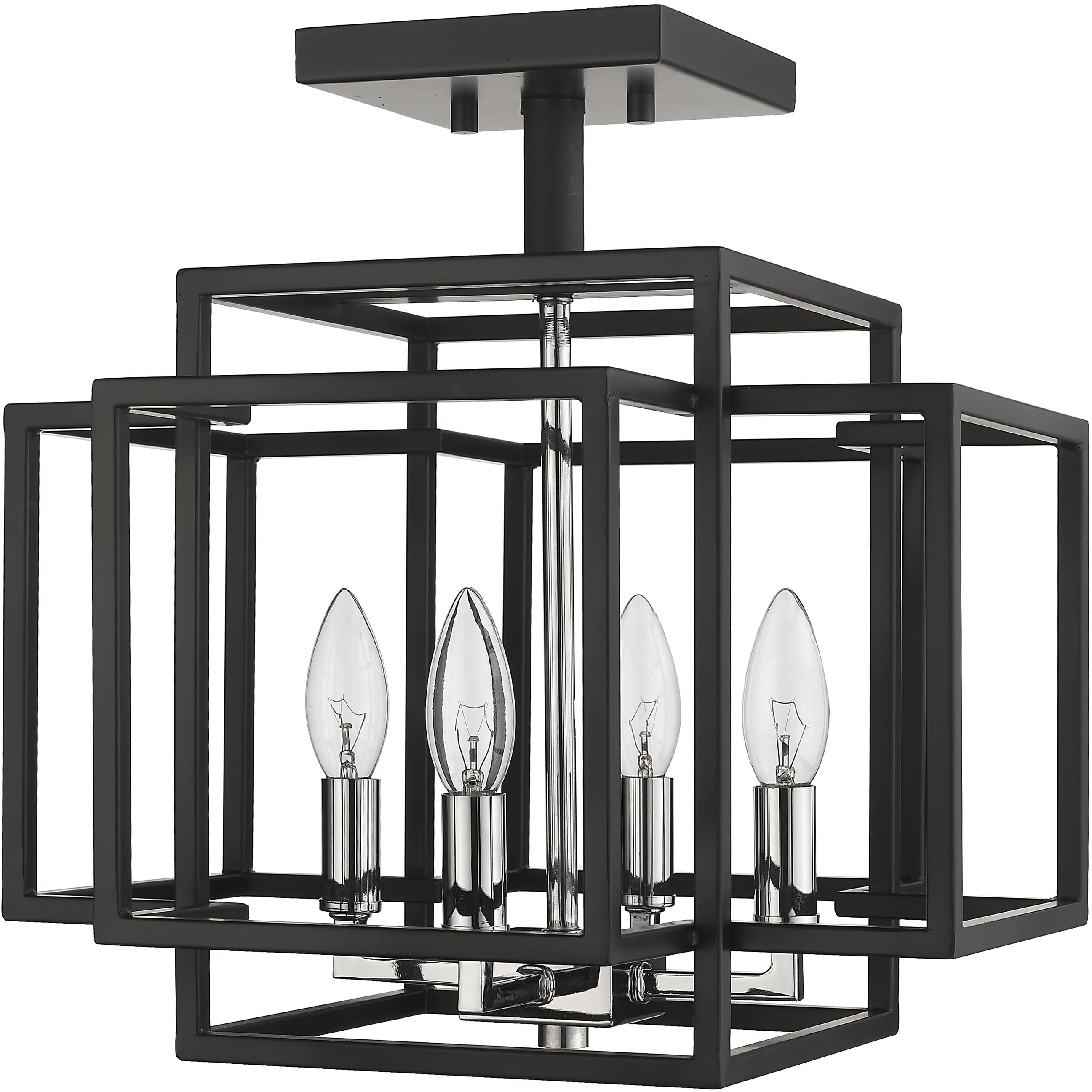 Titania 4 Light 14 inch Black and Chrome Semi Flush Mount Ceiling Light in 5.25
