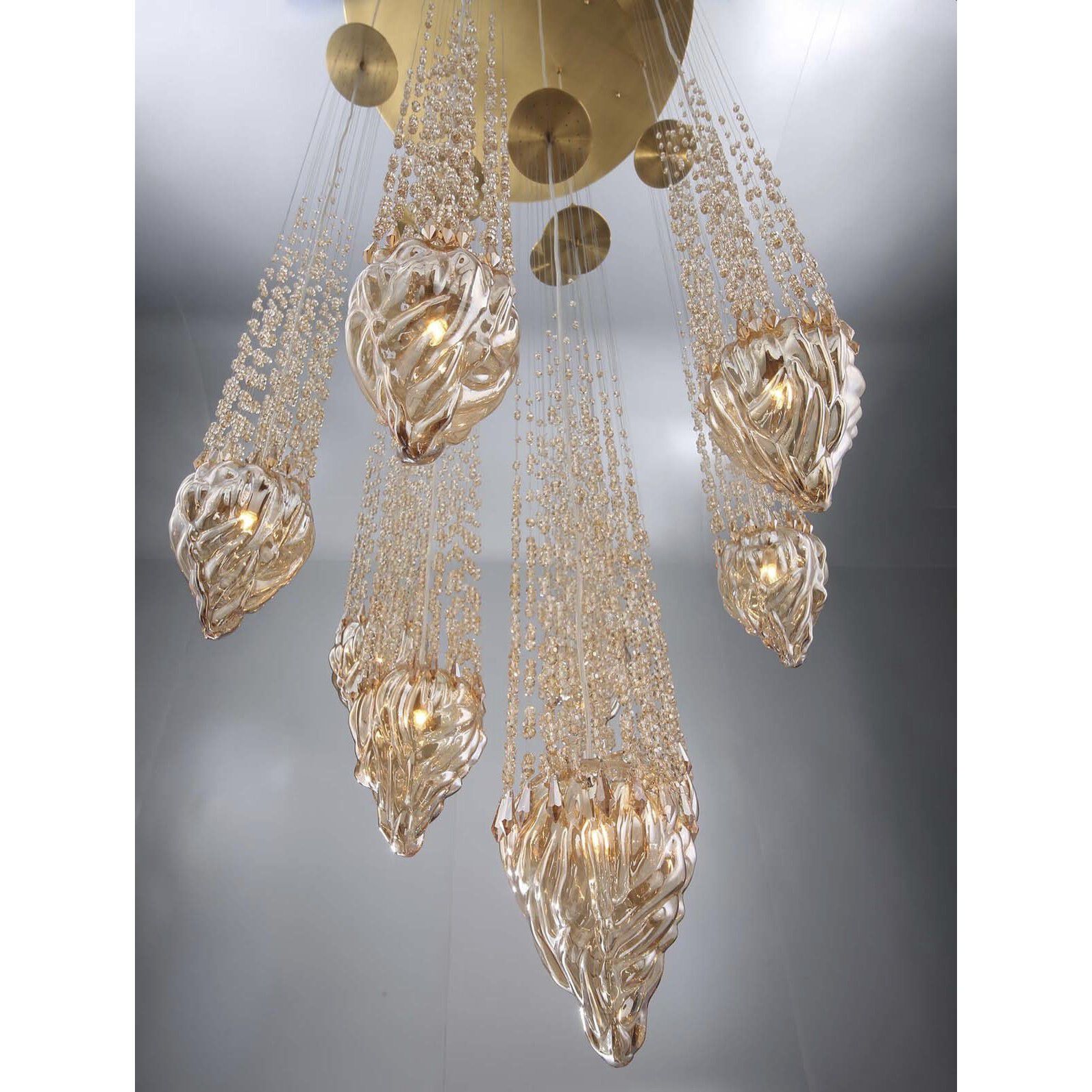 Cascata 7 Light 6 inch Polished Gold Chandelier Ceiling Light