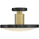 Kieran LED 14.25 inch Black and Lacquered Brass Semi-flush Mount Ceiling Light in Black with Lacquered Brass