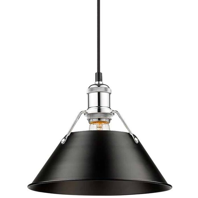 Yep Orwell 1 Light 10 inch Chrome Pendant Ceiling Light in Matte Black, Damp