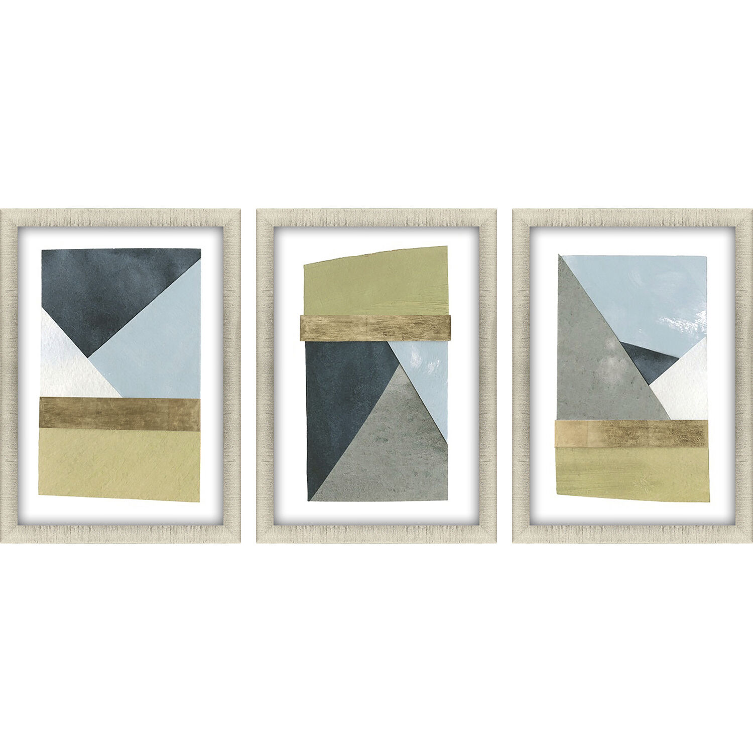 Abstract Blue and Gray and White and Yellow Framed Art