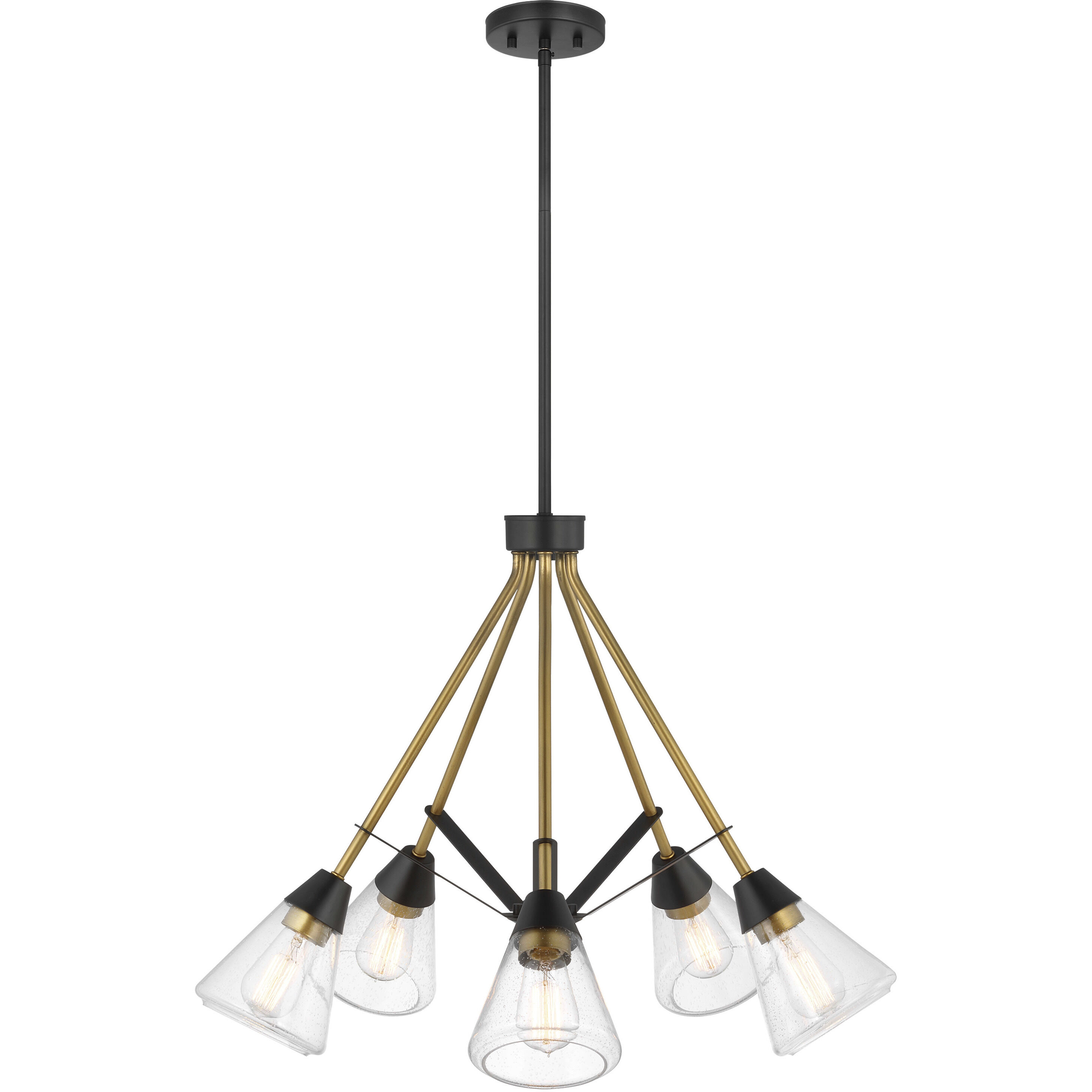 Starlight 5 Light 28.13 inch Matte Black and Natural Brass Chandelier Ceiling Light