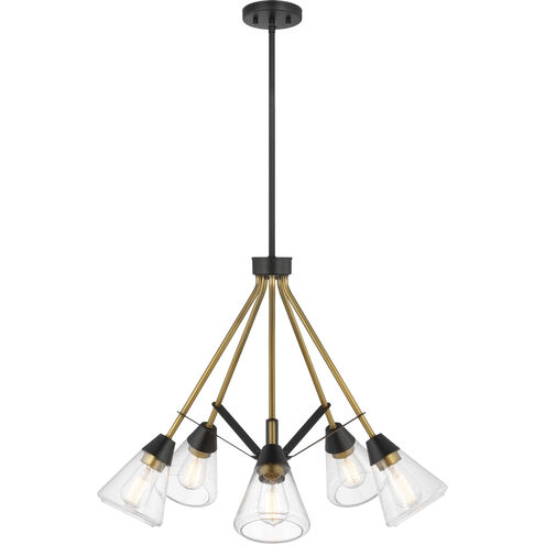 Starlight 5 Light 28.13 inch Matte Black and Natural Brass Chandelier Ceiling Light