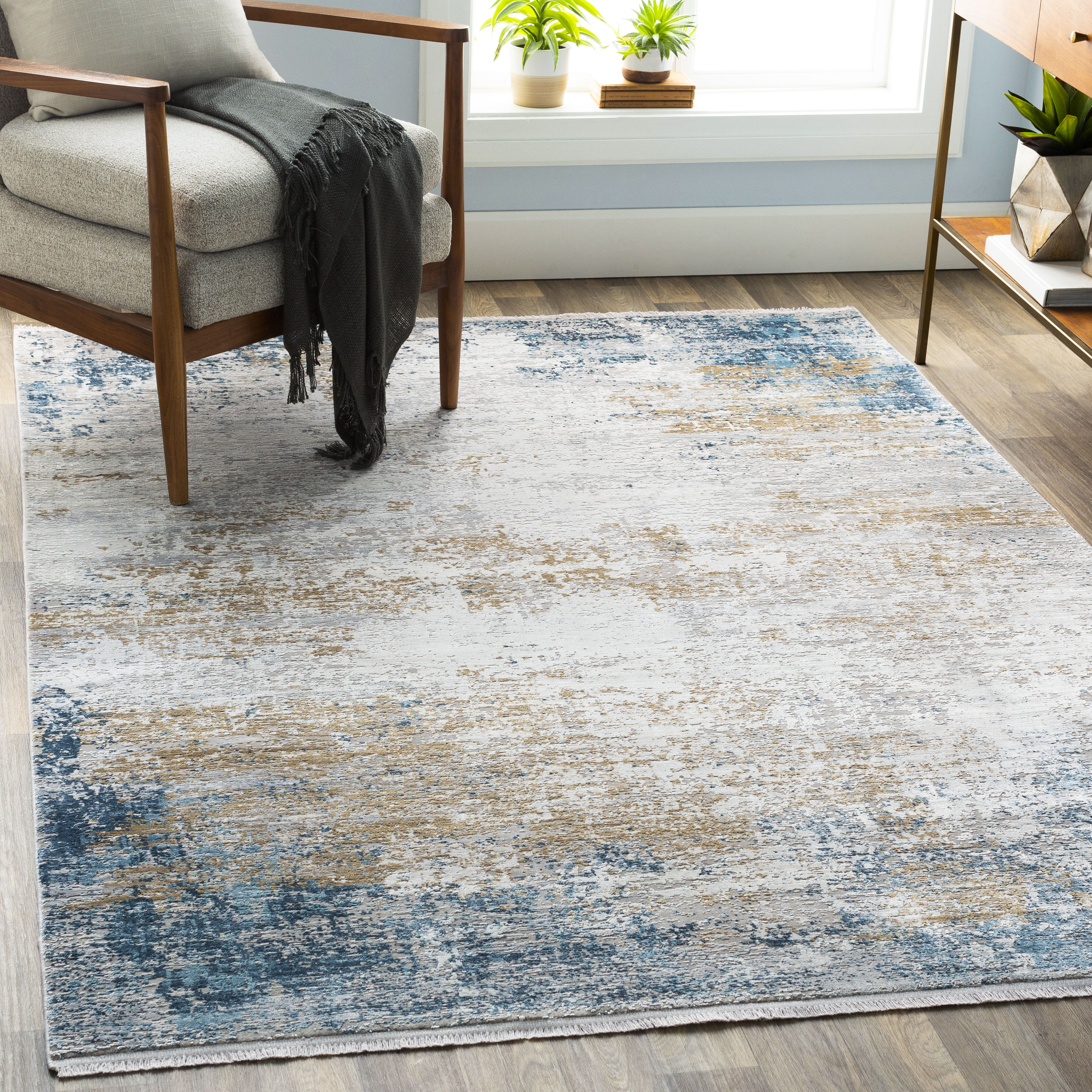 McCandless 90 X 60 inch Sky Blue Rug, Rectangle
